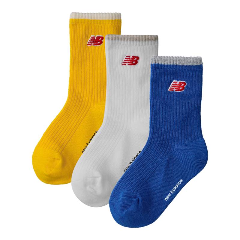 New Balance Unisex Freizeitsocken Kids Patch Logo Midcalf Socks 3 Pair, Mehrfarbig, ideal für Freizeit & Reisen von New Balance