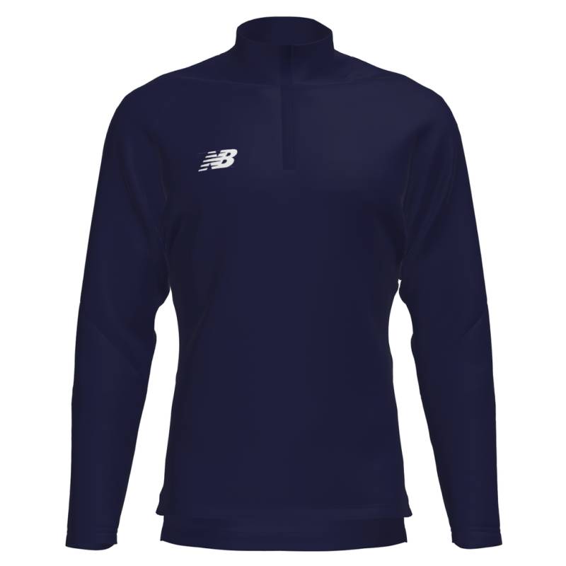 New Balance Unisex Funktionsshirt TW Training 1/4 Zip Knitted Midlayer JNR, Blau, ideal für Ballsport & Teamsport von New Balance