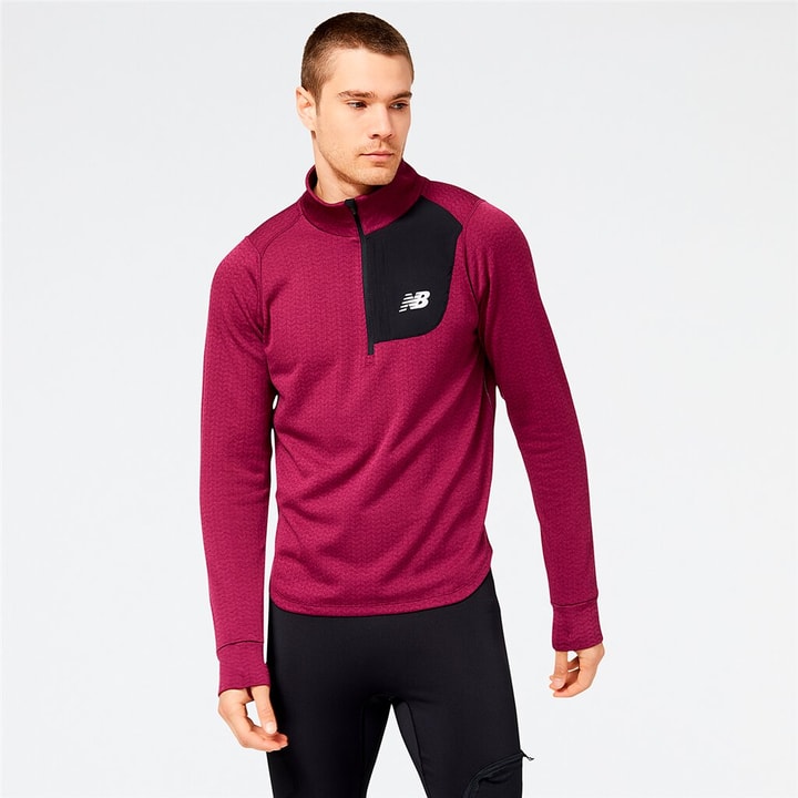 New Balance NB Heat Grid Half Zip Langarmshirt bordeaux von New Balance