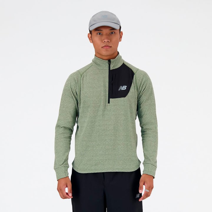 New Balance NB Heat Grid Half Zip Langarmshirt lindgrün von New Balance