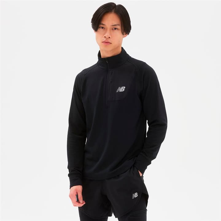 New Balance NB Heat Grid Half Zip Langarmshirt schwarz von New Balance