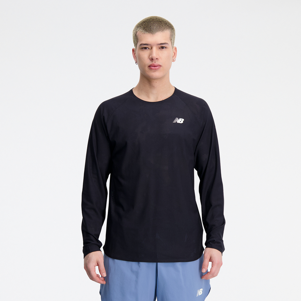 New Balance Q Speed Jacquard Long Sleeve Athletic Fit Herren, schwarz, Grösse: S von New Balance