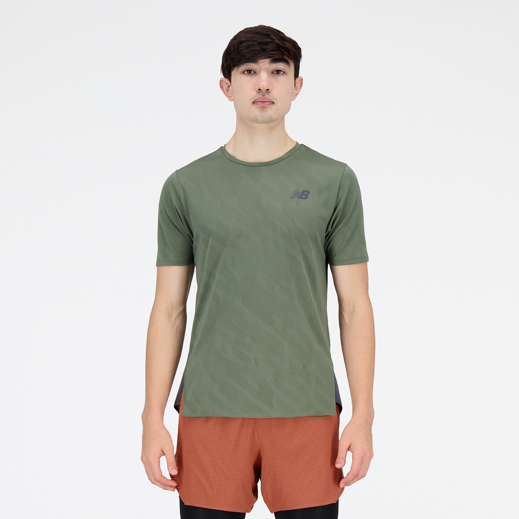 New Balance Q Speed Jacquard Short Sleeve Athletic Fit Herren, grün, Grösse: S von New Balance