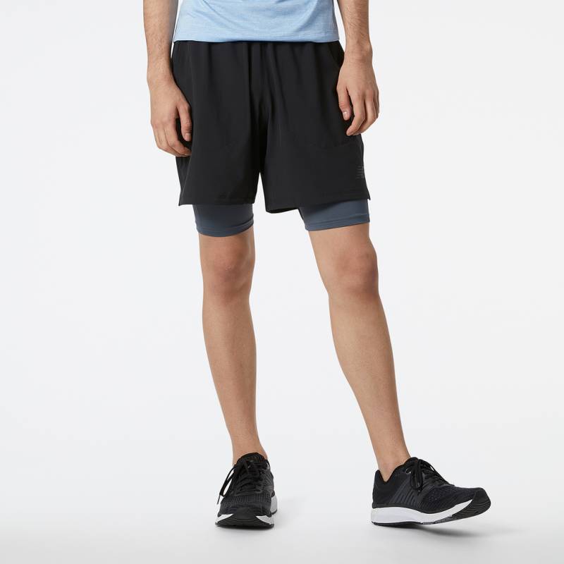 New Balance R.W.Tech 7 Inch 2-in-1 Short Athletic Fit Herren, schwarz, Grösse: S von New Balance