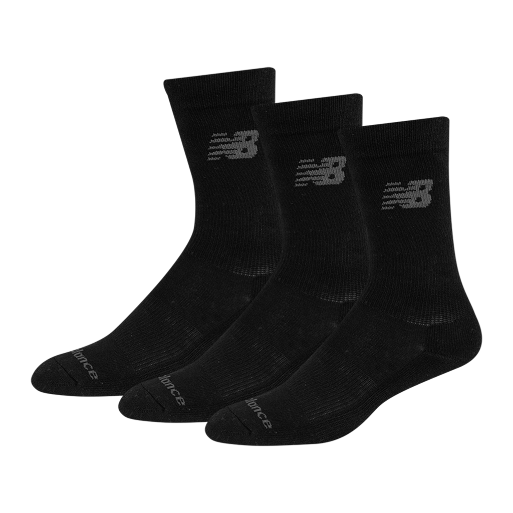 New Balance Unisex Freizeitsocken NB PF Cotton Cushioned Crew Socks 3 Pair, Schwarz, ideal für Freizeit & Reisen von New Balance