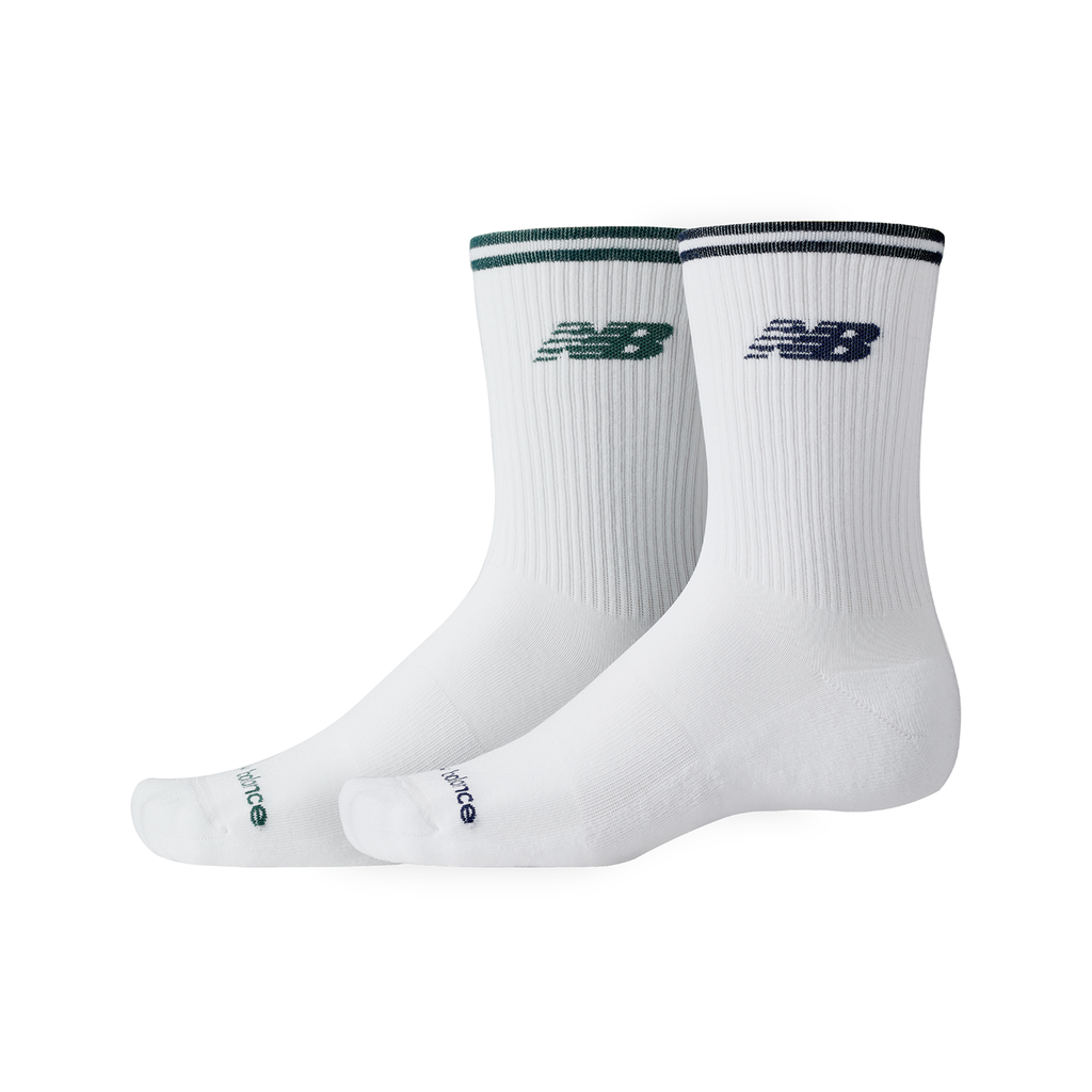 New Balance Unisex Funktionssocken Running Stripe Midcalf Socks 2 Pack, Weiss, ideal für Training, Fitness & Running von New Balance