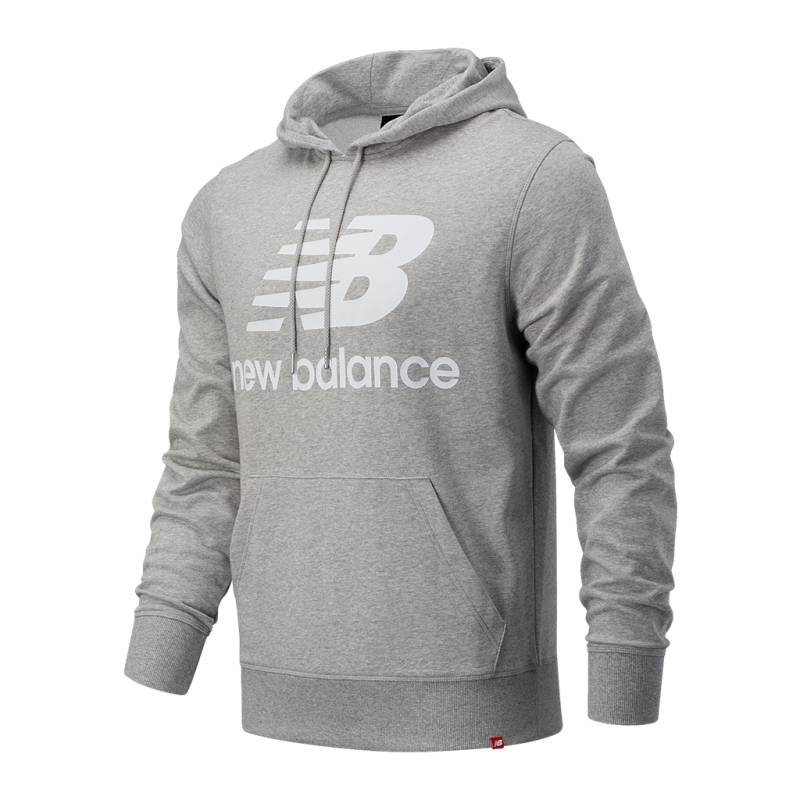 New Balance Unisex Kapuzenpullover Essentials Stacked Logo PO Hoodie, Grau, Relaxed Fit Fit, ideal für Freizeit & Reisen von New Balance