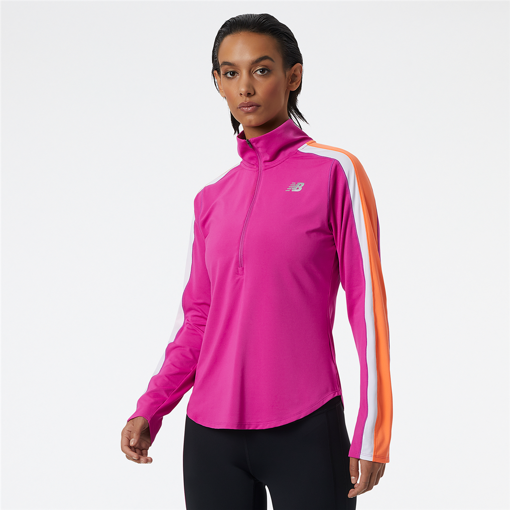 New Balance W Accelerate Half Zip Pullover Athletic Fit Damen, pink, Grösse: XS von New Balance