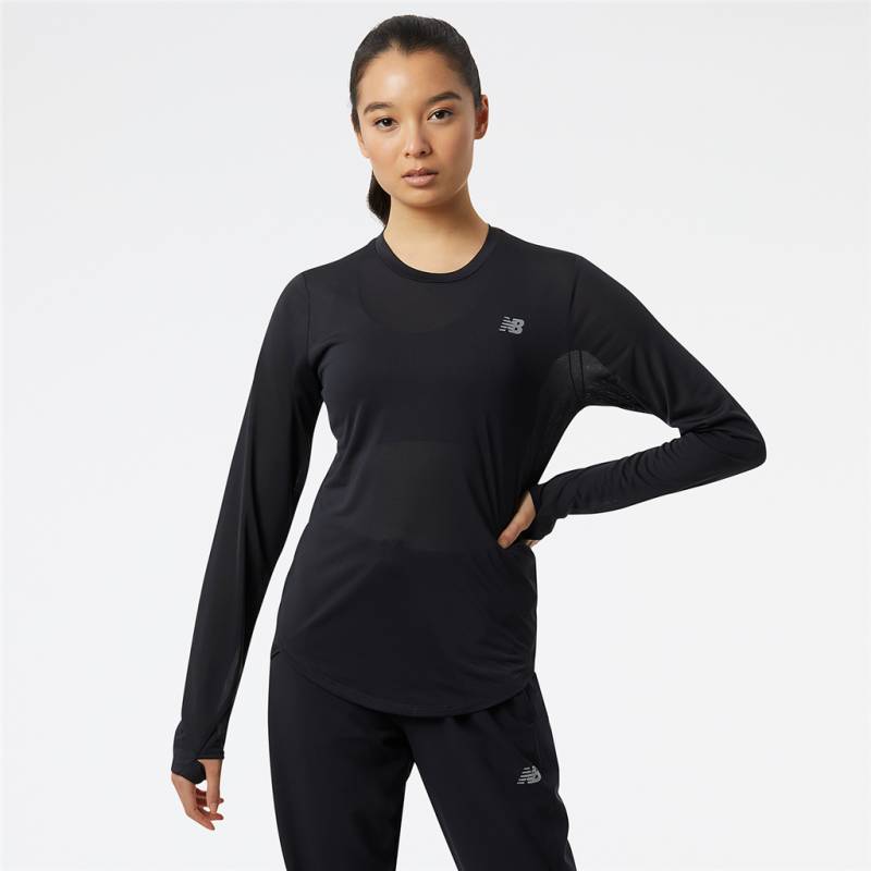 New Balance W Accelerate Long Sleeve Top Athletic Fit Damen, schwarz, Grösse: XS von New Balance