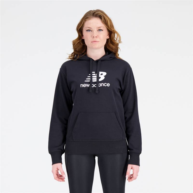 New Balance W Essentials Stacked Logo Hoodie Relaxed Fit Damen, schwarz, Grösse: XS von New Balance