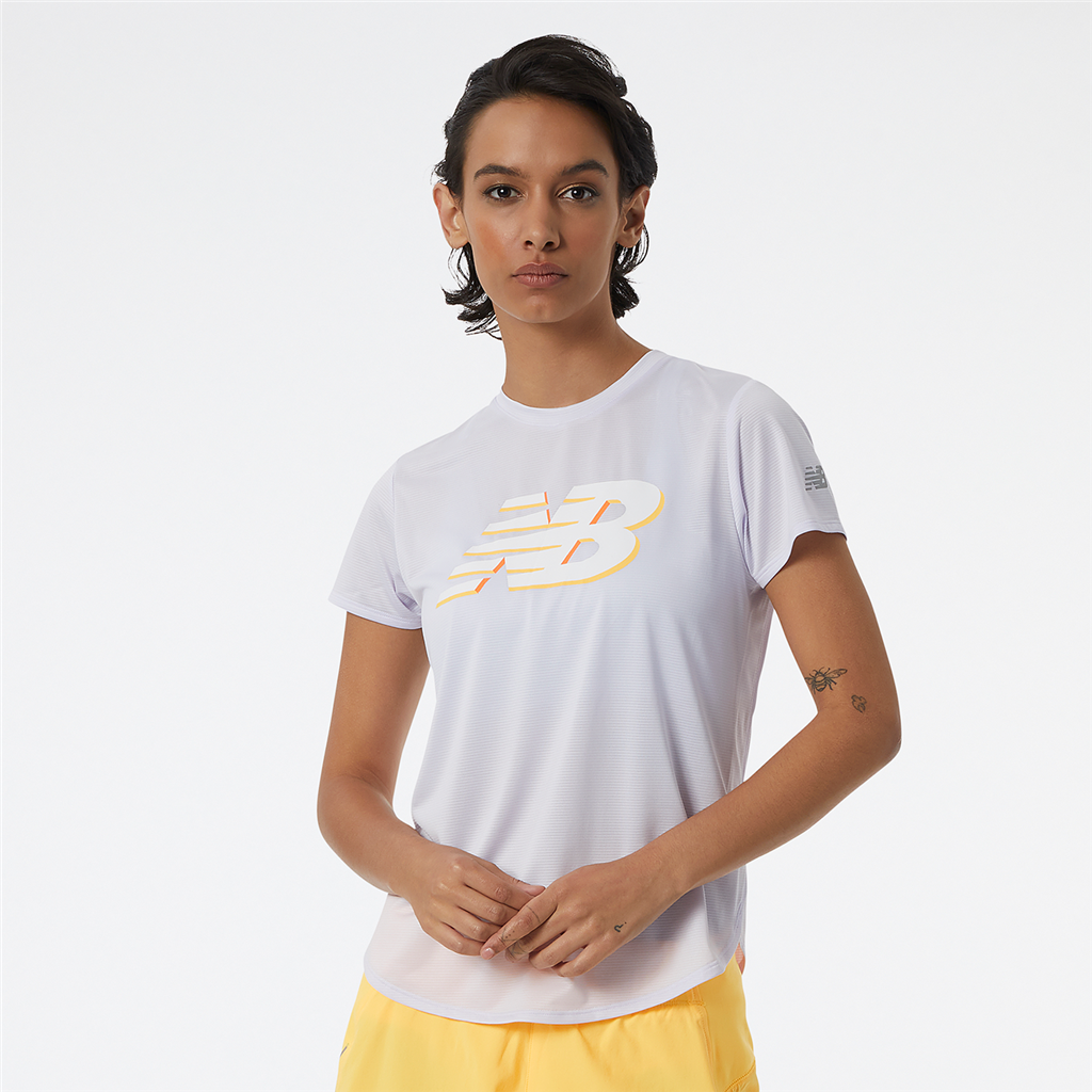 New Balance W Graphic Accelerate Short Sleeve Athletic Fit Damen, violett, Grösse: XS von New Balance