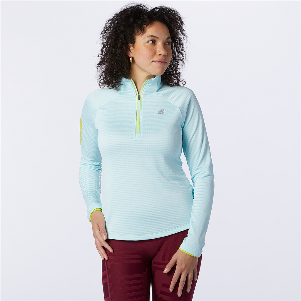 New Balance W Impact Run Heat Grid Half Zip Athletic Fit Damen, blau, Grösse: XS von New Balance