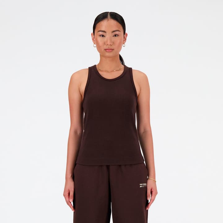 New Balance W Linear Heritage Rib Knit Racer Tank Tanktop schoko von New Balance