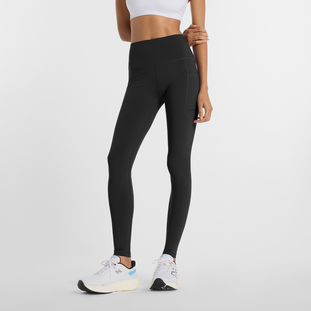 New Balance W NB Sleek Pocket High Rise Legging 27" Fitted Damen, schwarz, Grösse: XS von New Balance