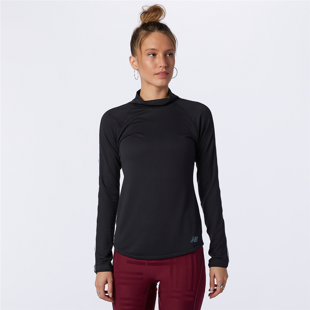 New Balance W Q Speed 1NTRO Long Sleeve Fitted Damen, schwarz, Grösse: XS von New Balance