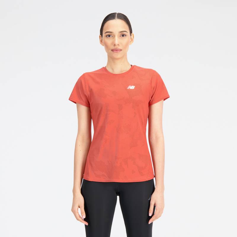 New Balance W Q Speed Jacquard Short Sleeve Athletic Fit Damen, rot, Grösse: XS von New Balance