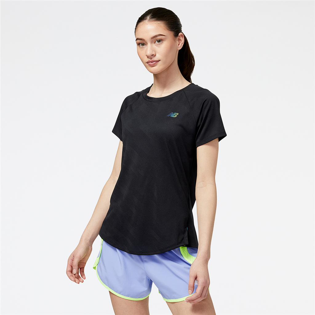 New Balance W Q Speed Jacquard Short Sleeve Athletic Fit Damen, schwarz, Grösse: XS von New Balance