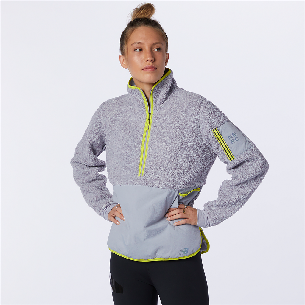 New Balance W Q Speed Sherpa Anorak Relaxed Fit Damen, grau, Grösse: XS von New Balance