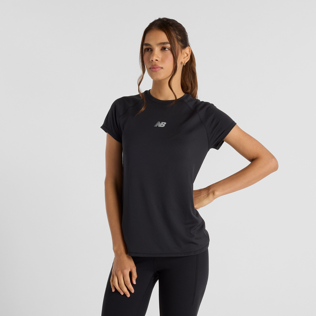 New Balance W Seasonal Jacquard T-Shirt Slim Fit Damen, schwarz, Grösse: XS von New Balance