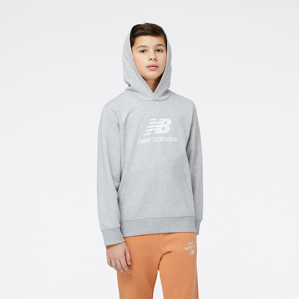 New Balance Y Essentials Stacked Logo Hoodie Relaxed Fit Unisex, grau, Grösse: XS von New Balance