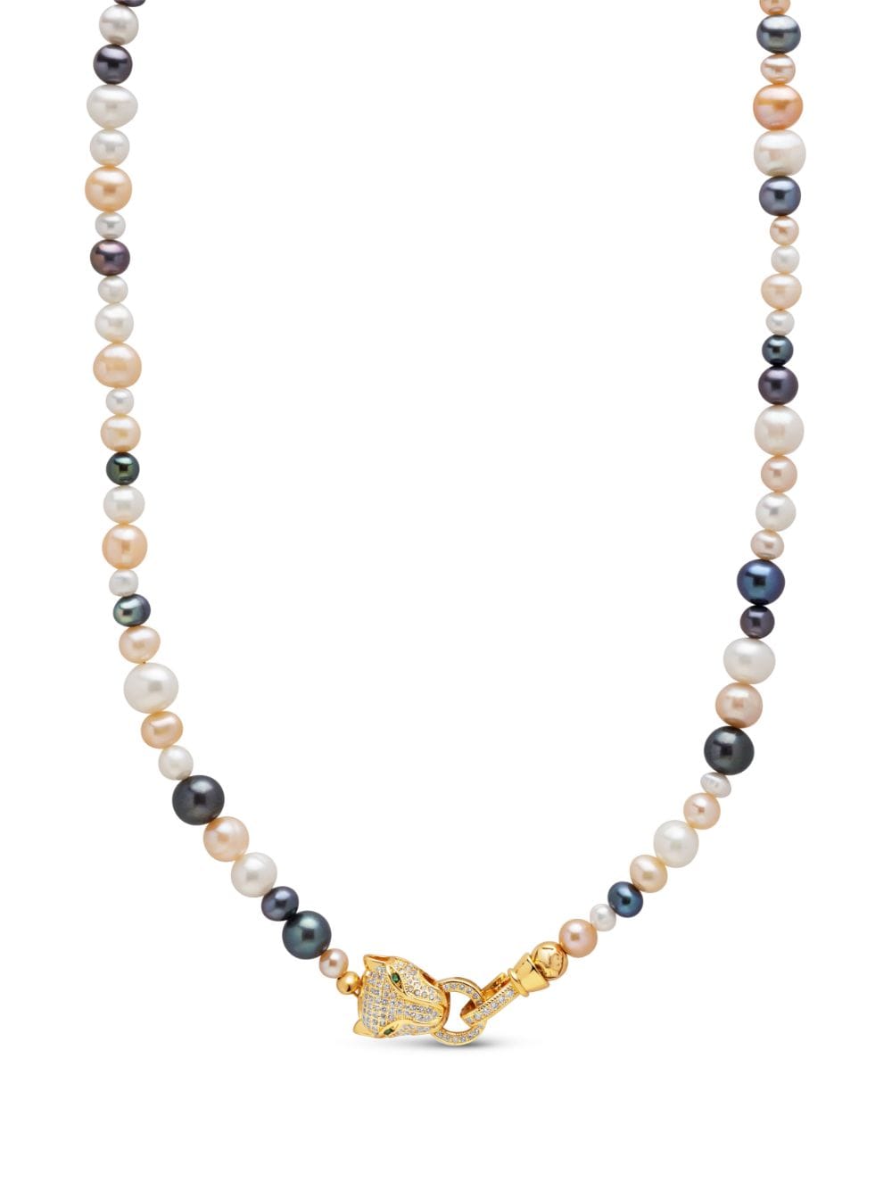Nialaya Jewelry Panther Head Lock pearl necklace - Gold von Nialaya Jewelry
