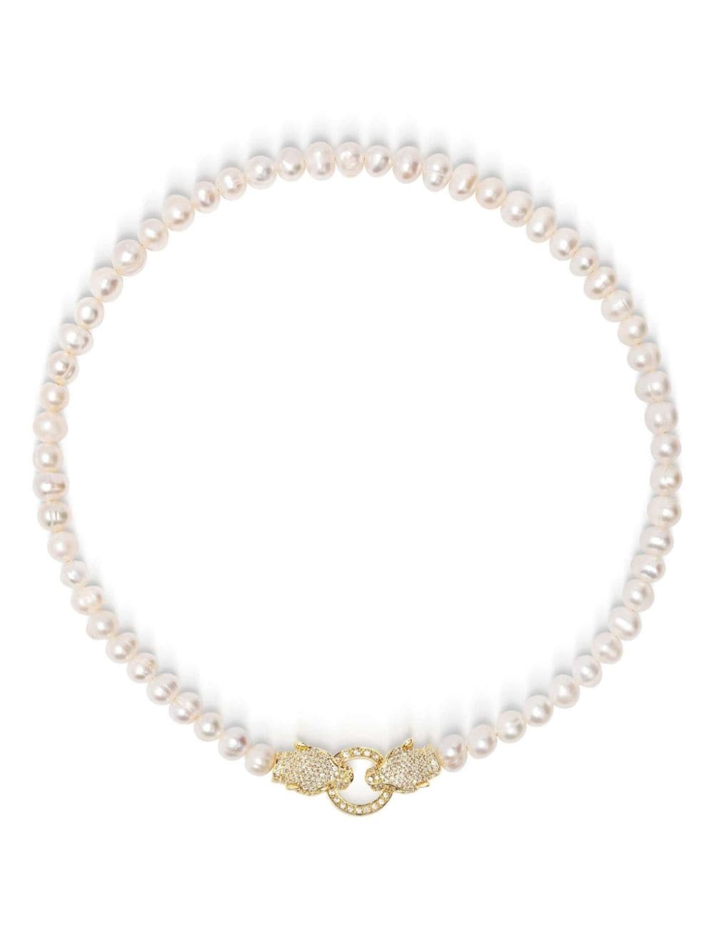 Nialaya Jewelry Panther Head pearl-embellished necklace - White von Nialaya Jewelry