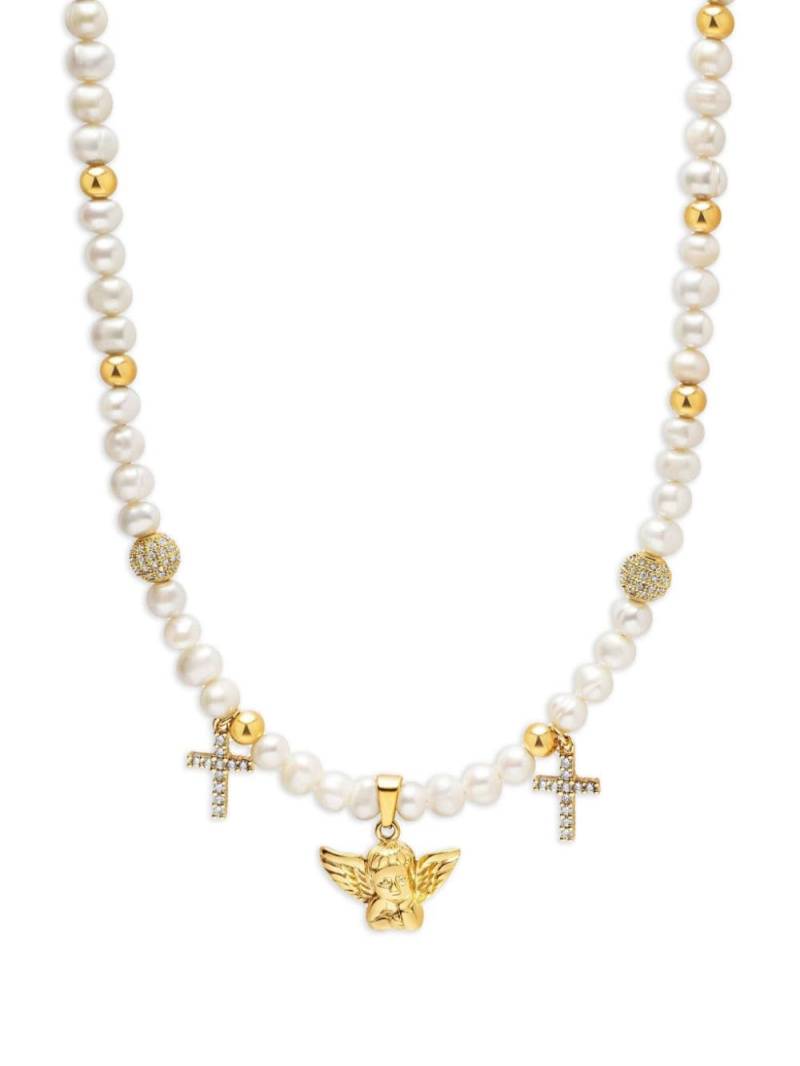 Nialaya Jewelry angel-charm pearl necklace - White von Nialaya Jewelry