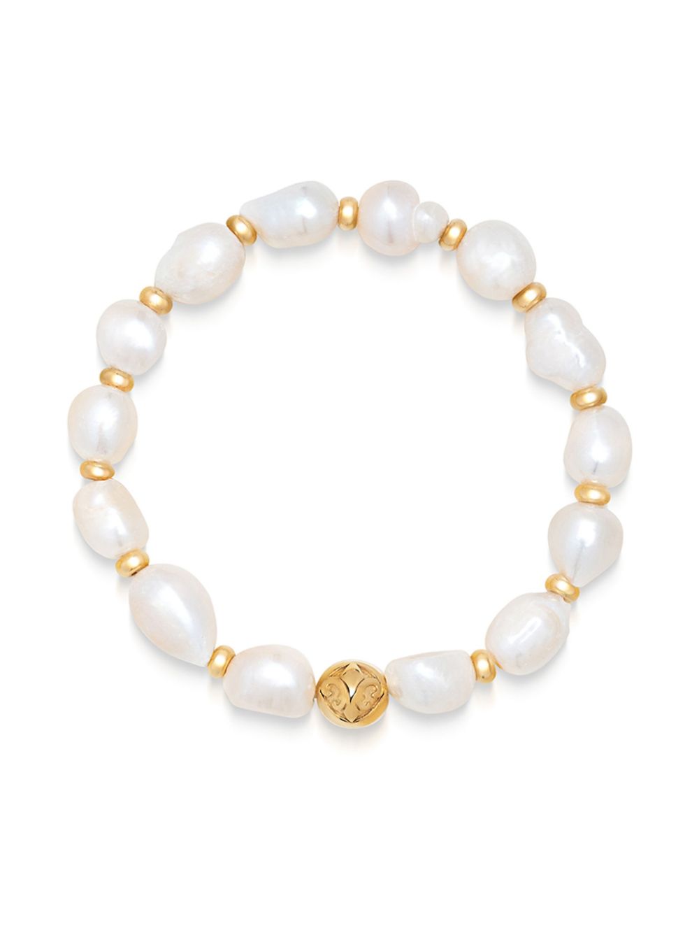 Nialaya Jewelry baroque pearl beaded wristband - Gold von Nialaya Jewelry