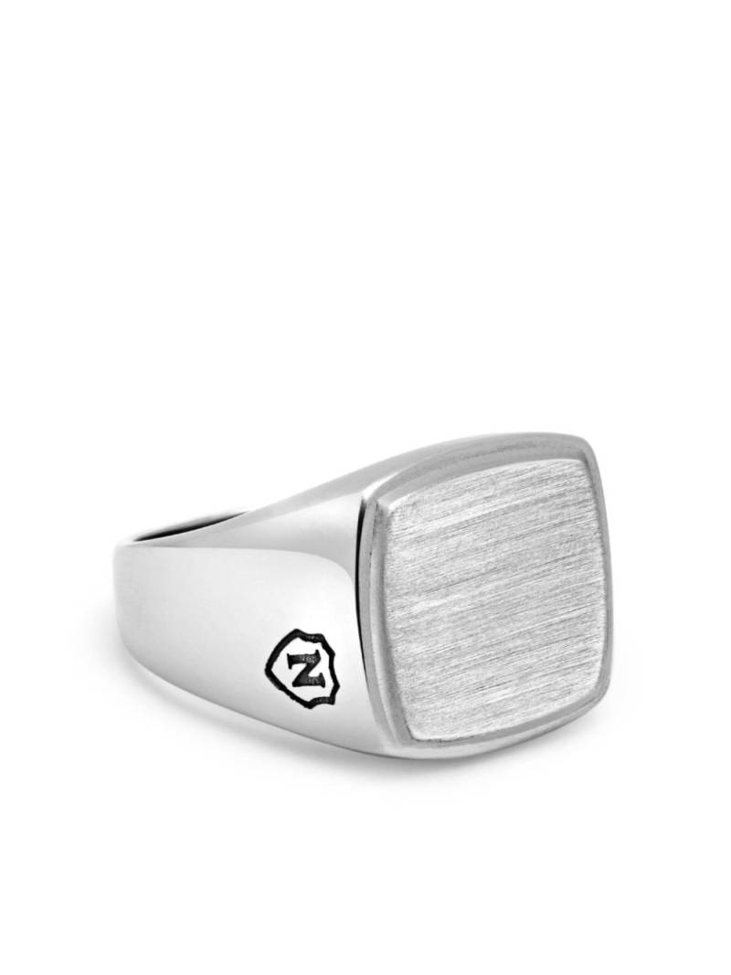 Nialaya Jewelry brushed-finish logo ring - Silver von Nialaya Jewelry