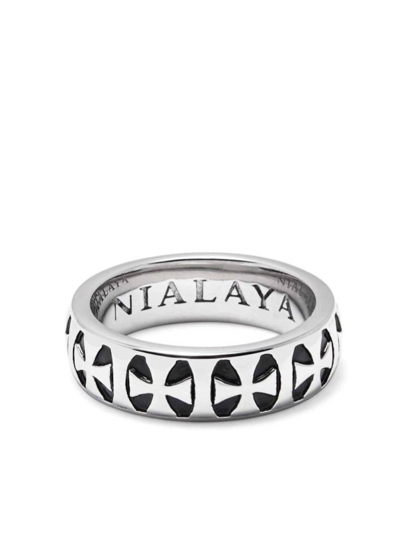 Nialaya Jewelry cross-engraved flat ring - Silver von Nialaya Jewelry