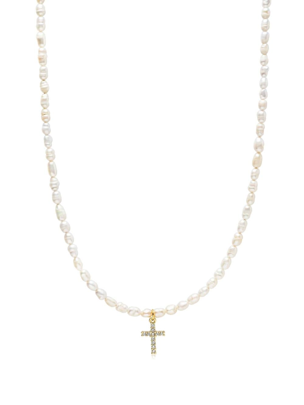 Nialaya Jewelry cross-pendant freshwater-pearl necklace - Gold von Nialaya Jewelry