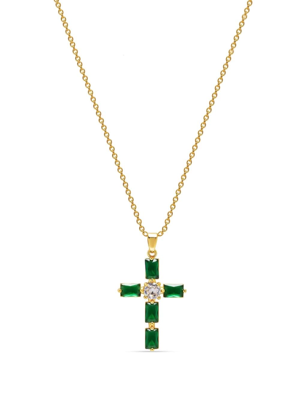 Nialaya Jewelry crystal-embellished cross-charm necklace - Gold von Nialaya Jewelry