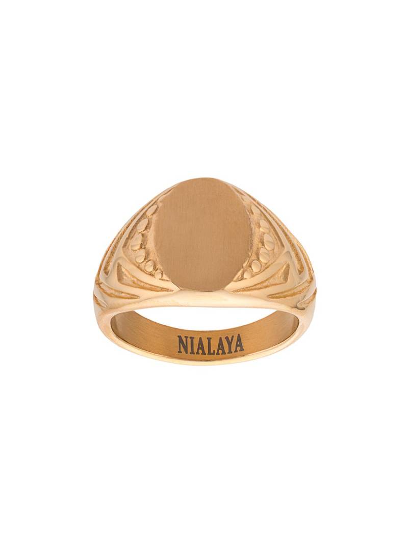 Nialaya Jewelry decorative engraved signet ring - Yellow von Nialaya Jewelry