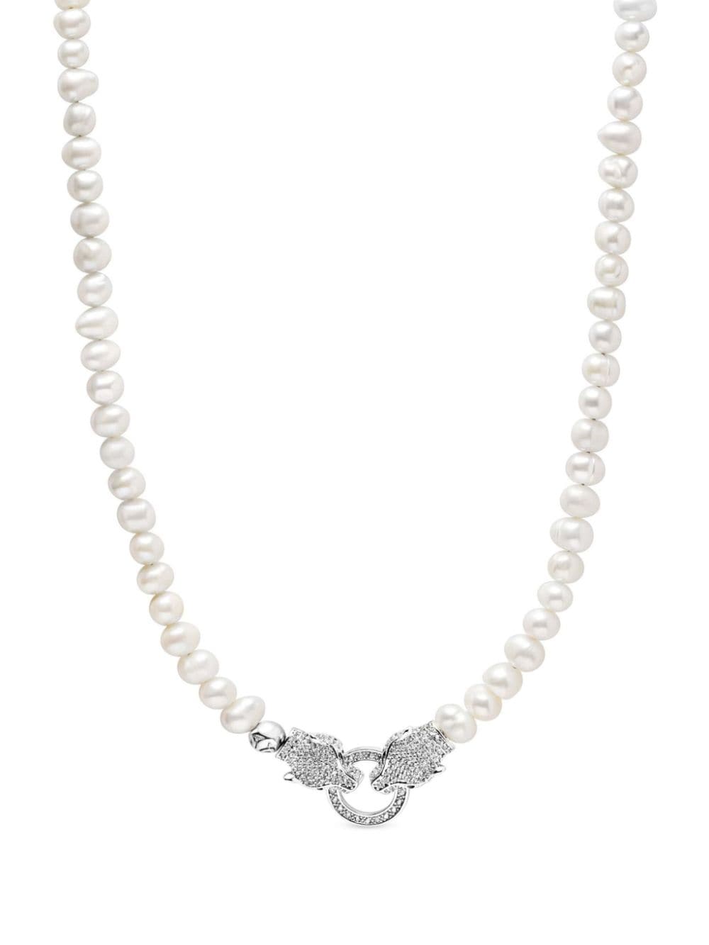 Nialaya Jewelry diamond-panther freshwater-pearl necklace - Silver von Nialaya Jewelry