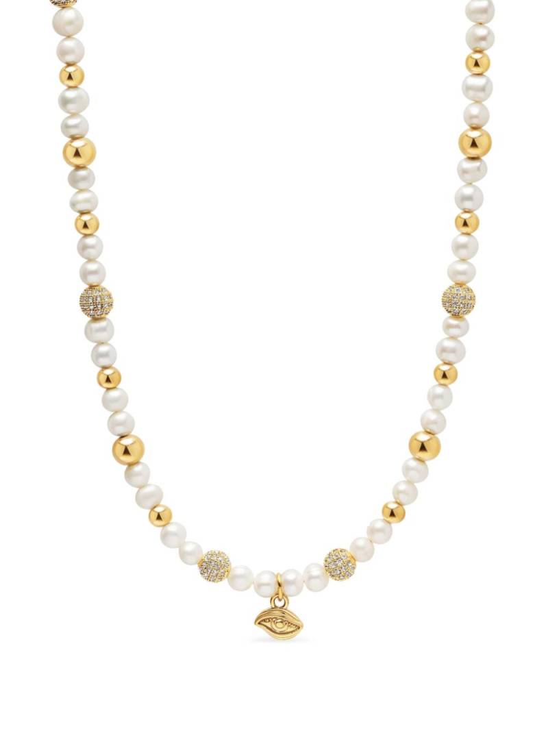 Nialaya Jewelry eye-charm peark necklace - Gold von Nialaya Jewelry