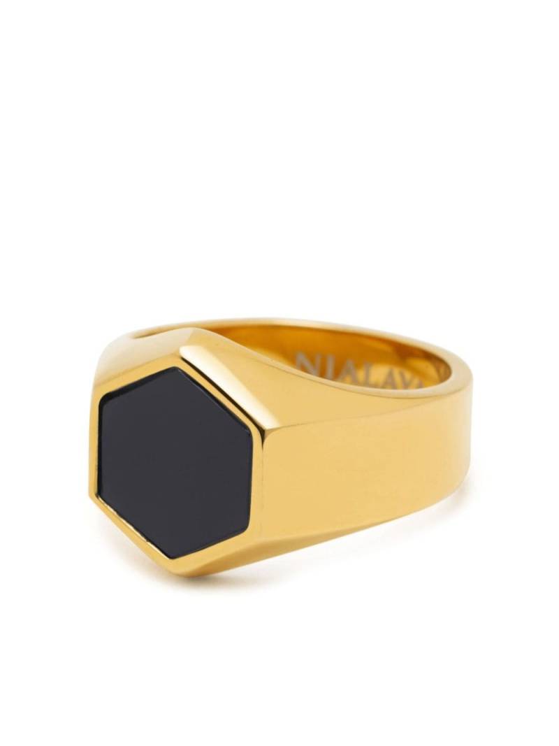 Nialaya Jewelry hexagon-shaped matte-stone ring - Gold von Nialaya Jewelry