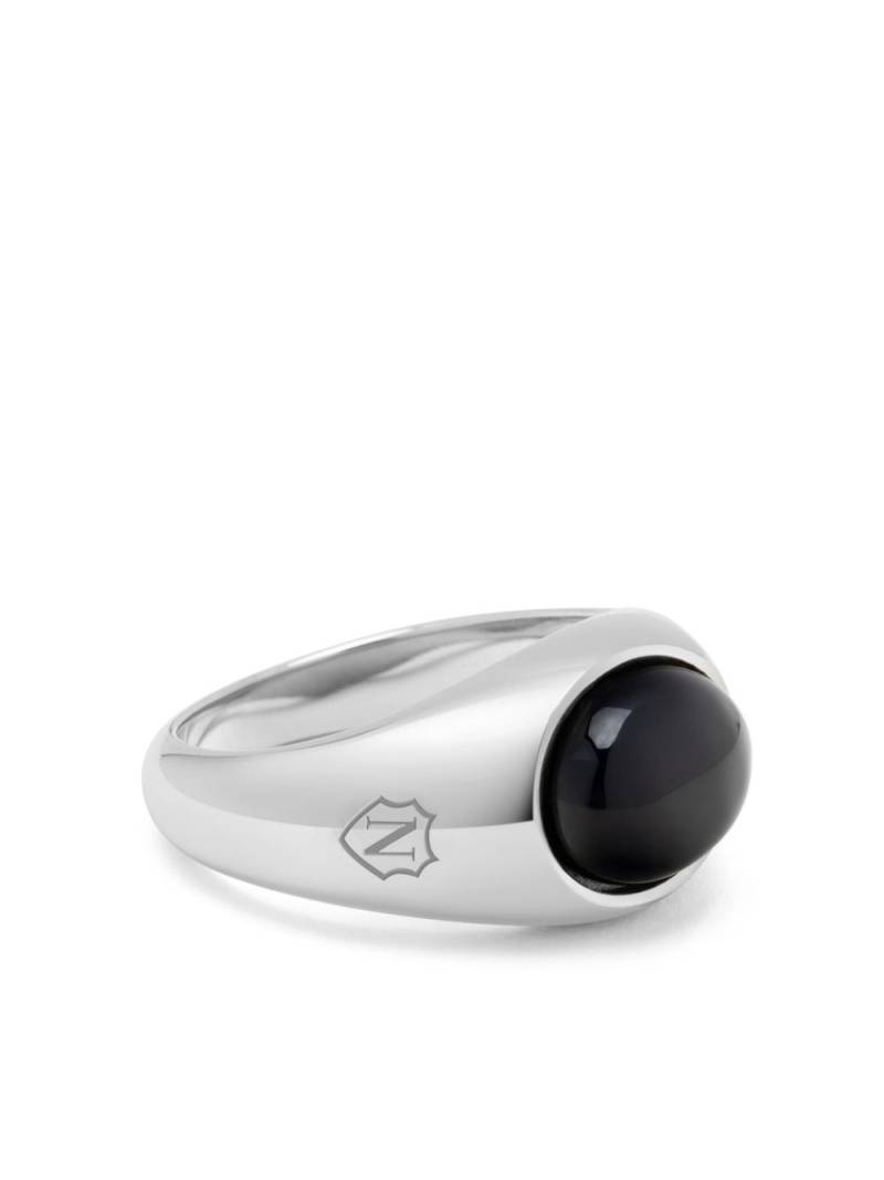 Nialaya Jewelry onyx engraved signet ring - Silver von Nialaya Jewelry