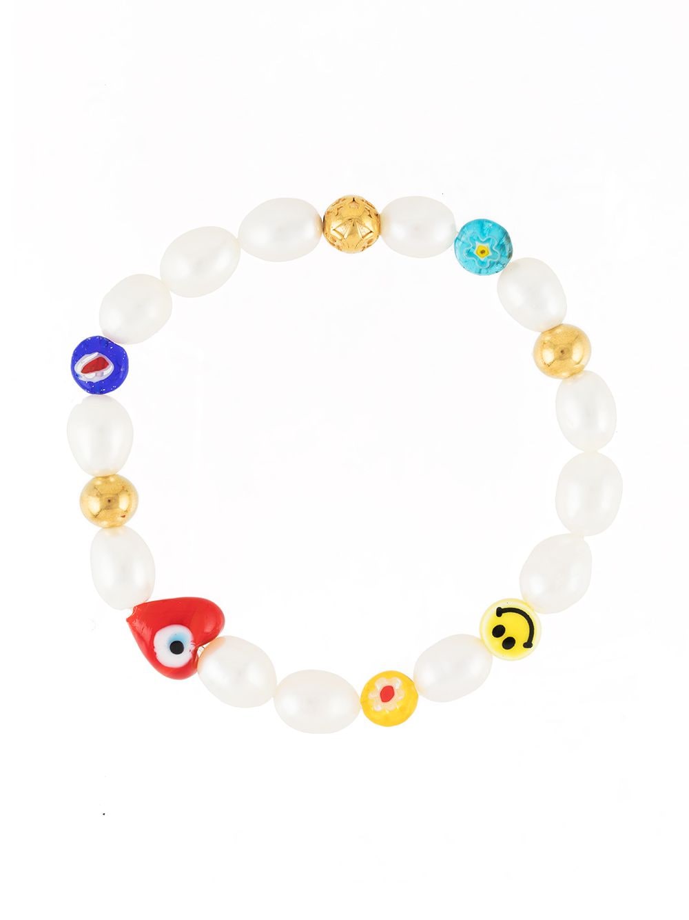 Nialaya Jewelry pearl glass-pendant bracelet - White von Nialaya Jewelry