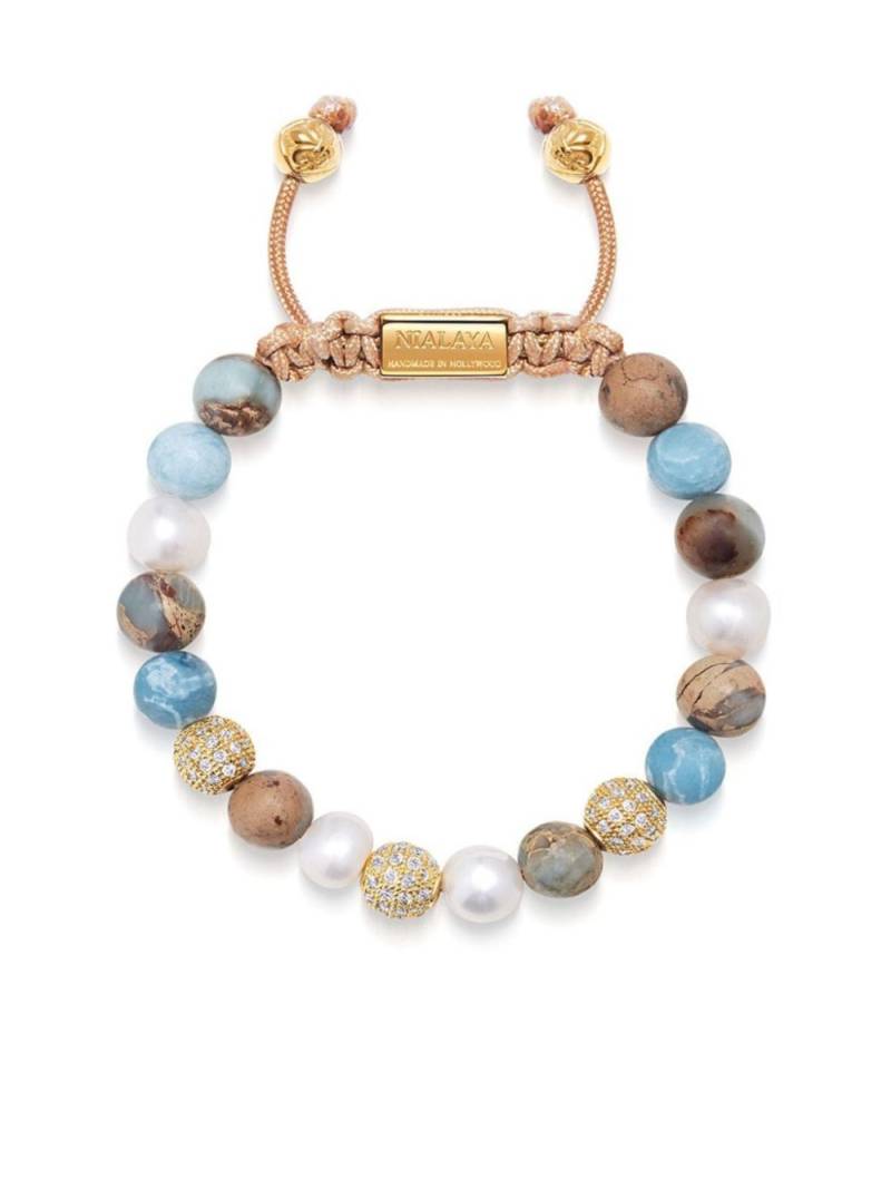 Nialaya Jewelry pearl-larimar-opal beaded bracelet - Blue von Nialaya Jewelry