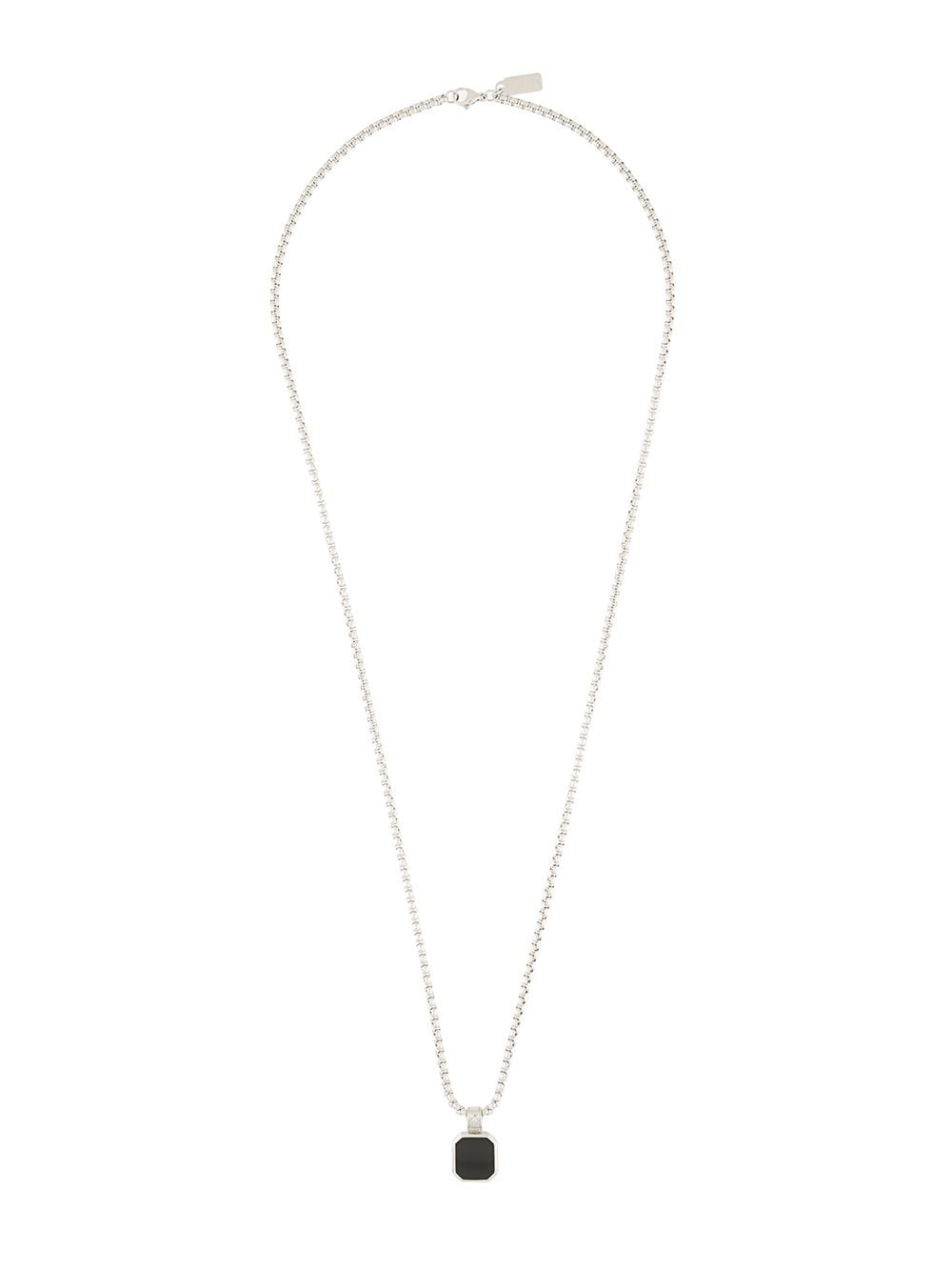 Nialaya Jewelry square onyx pendant chain necklace - Silver von Nialaya Jewelry