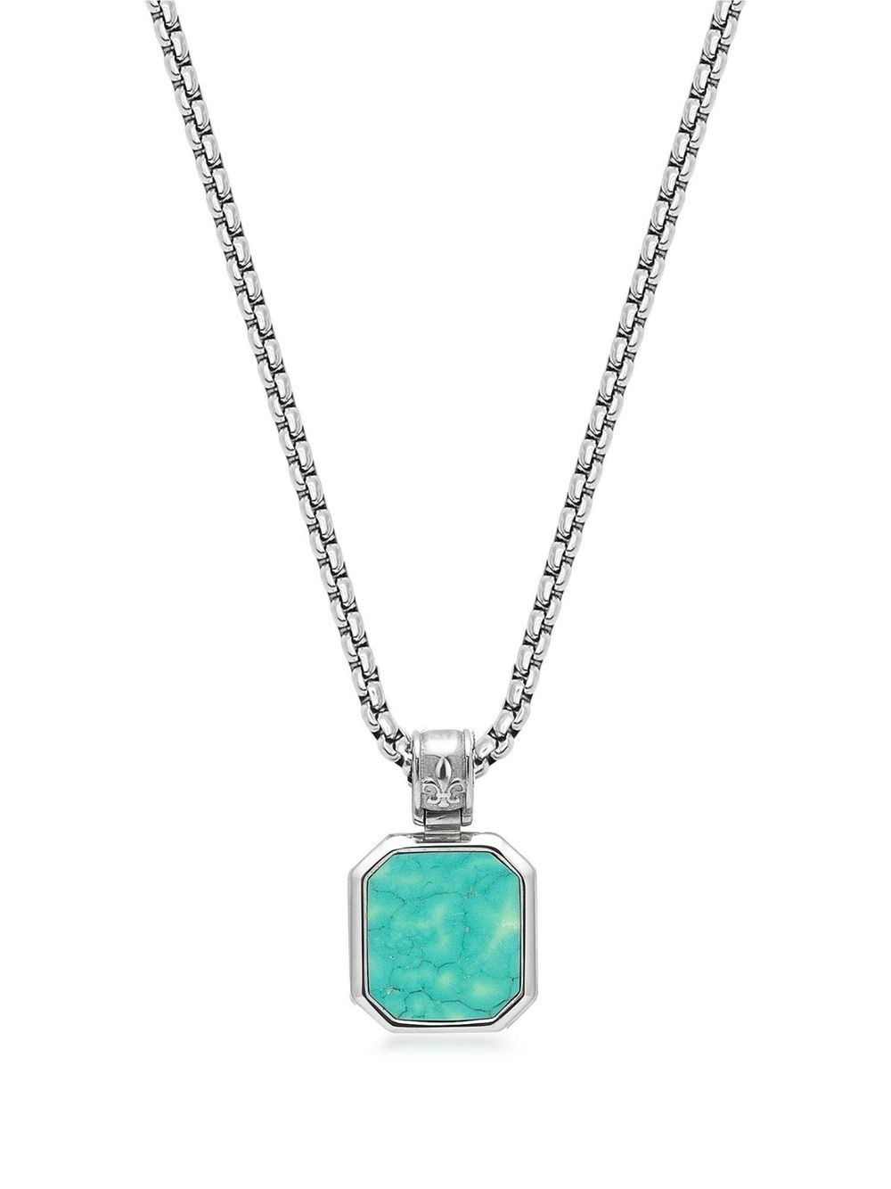 Nialaya Jewelry square turquoise pendant chain necklace - Silver von Nialaya Jewelry