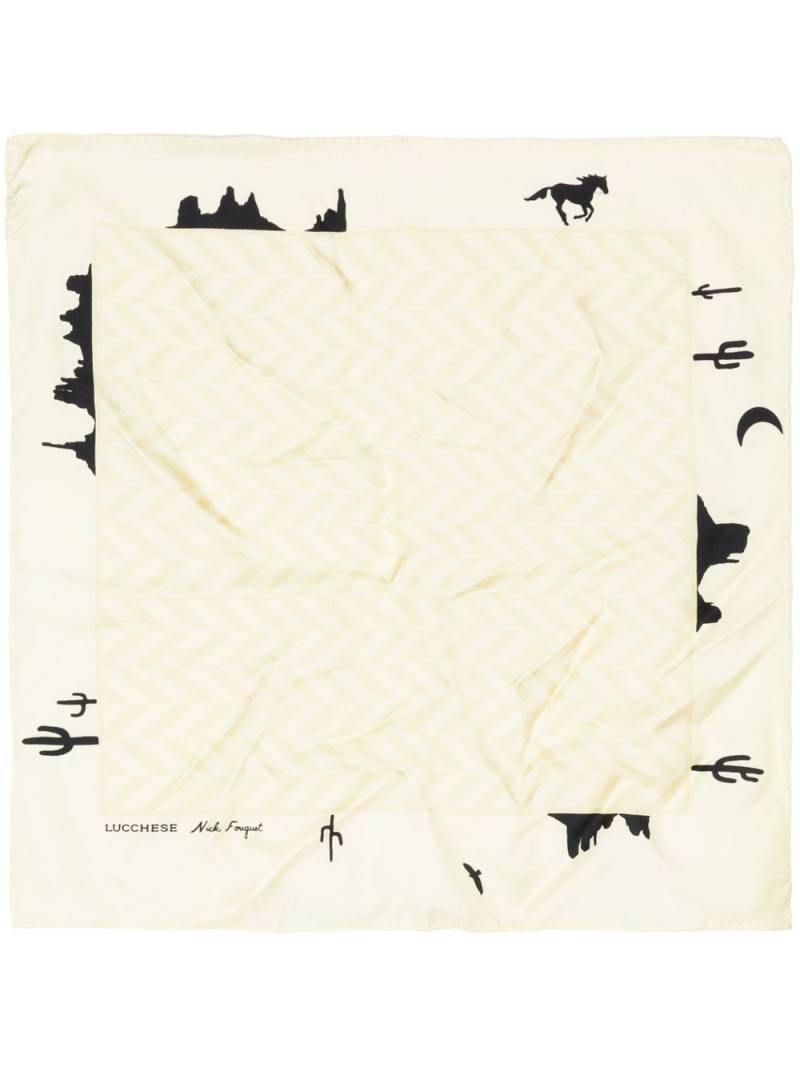 Nick Fouquet chevron-print square scarf - Neutrals von Nick Fouquet