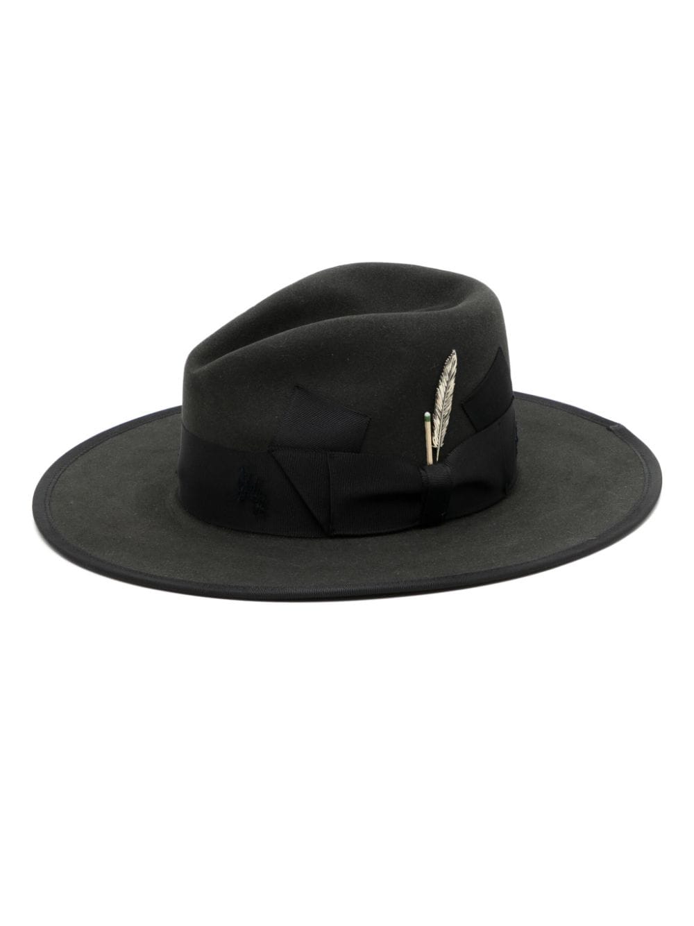 Nick Fouquet feather-detail flat-peak hat - Green von Nick Fouquet