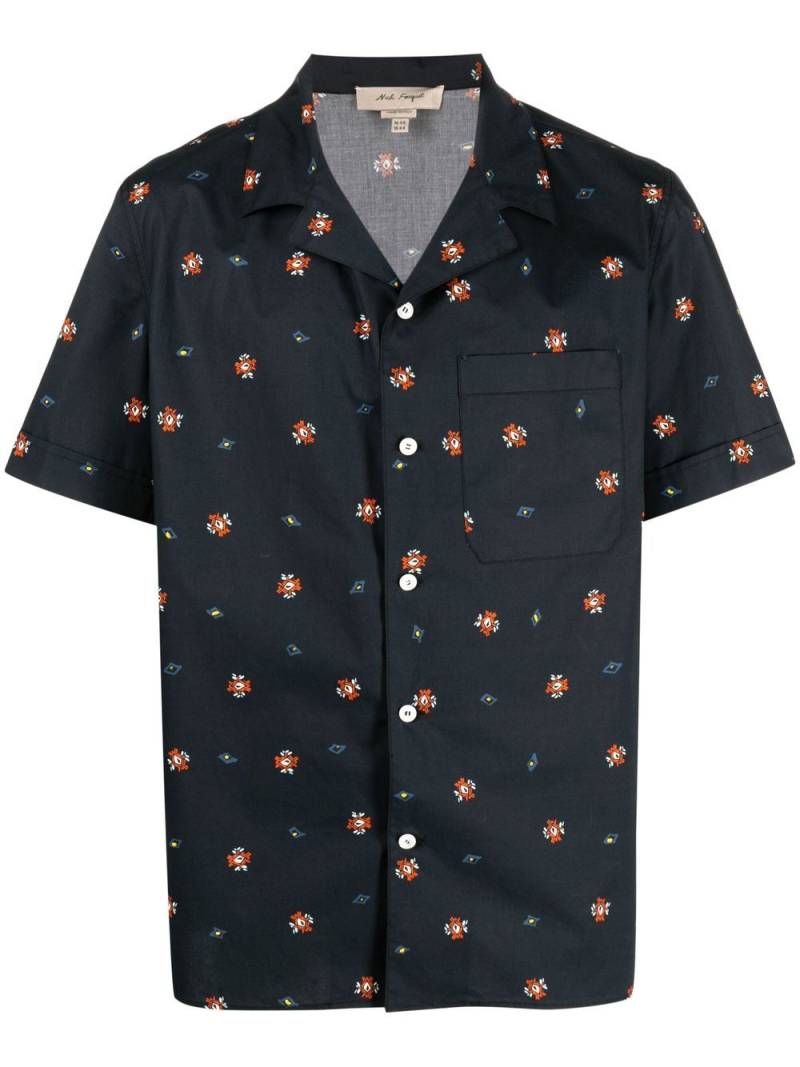 Nick Fouquet graphic print cotton shirt - Blue von Nick Fouquet