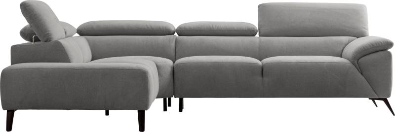 Nicoletti Home Ecksofa, Breite 287 cm, verstellbare Kopfstütze, Ottomane links oder rechts von Nicoletti Home