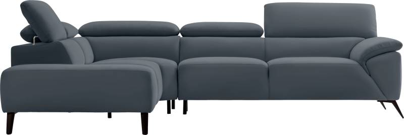 Nicoletti Home Ecksofa, Breite 287 cm, verstellbare Kopfstütze, Ottomane links oder rechts von Nicoletti Home