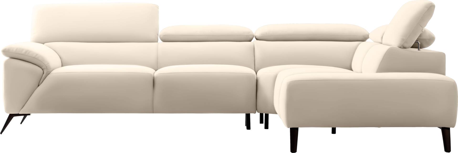 Nicoletti Home Ecksofa, Breite 287 cm, verstellbare Kopfstütze, Ottomane links oder rechts von Nicoletti Home