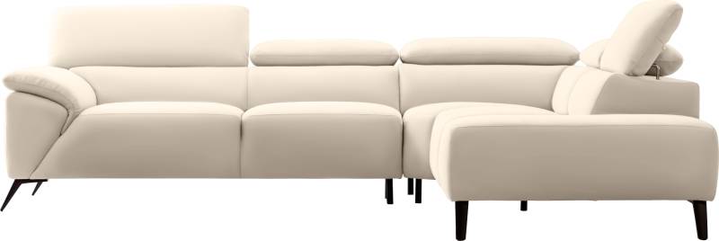 Nicoletti Home Ecksofa, Breite 287 cm, verstellbare Kopfstütze, Ottomane links oder rechts von Nicoletti Home