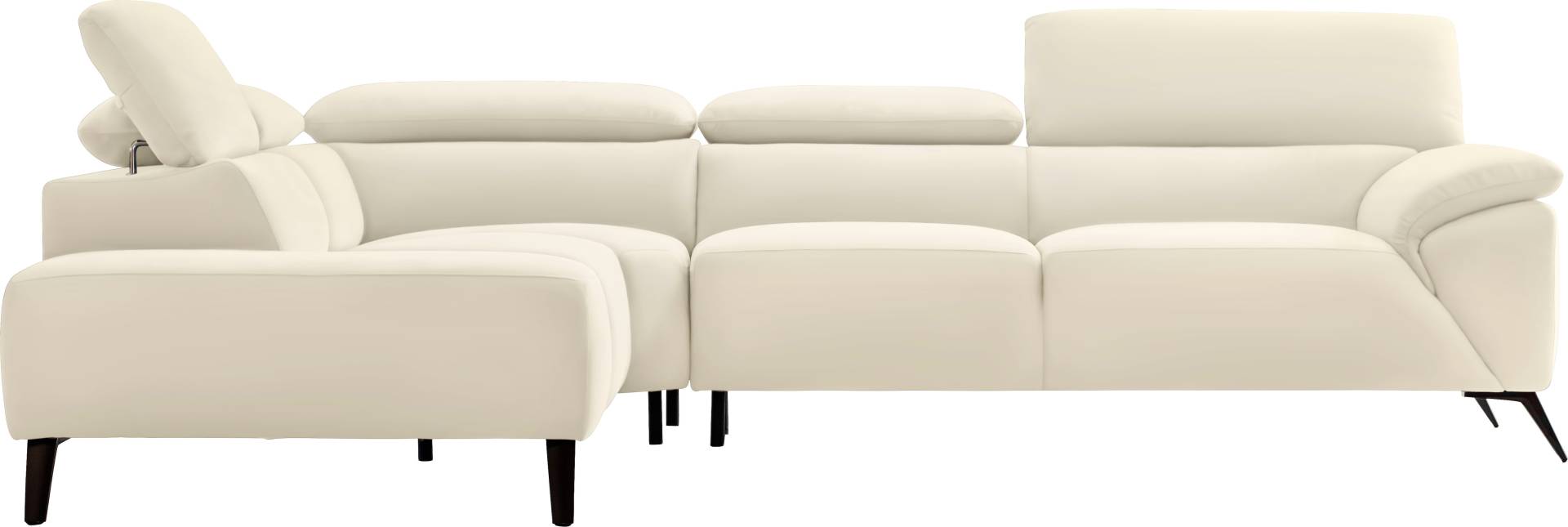 Nicoletti Home Ecksofa, Breite 287 cm, verstellbare Kopfstütze, Ottomane links oder rechts von Nicoletti Home