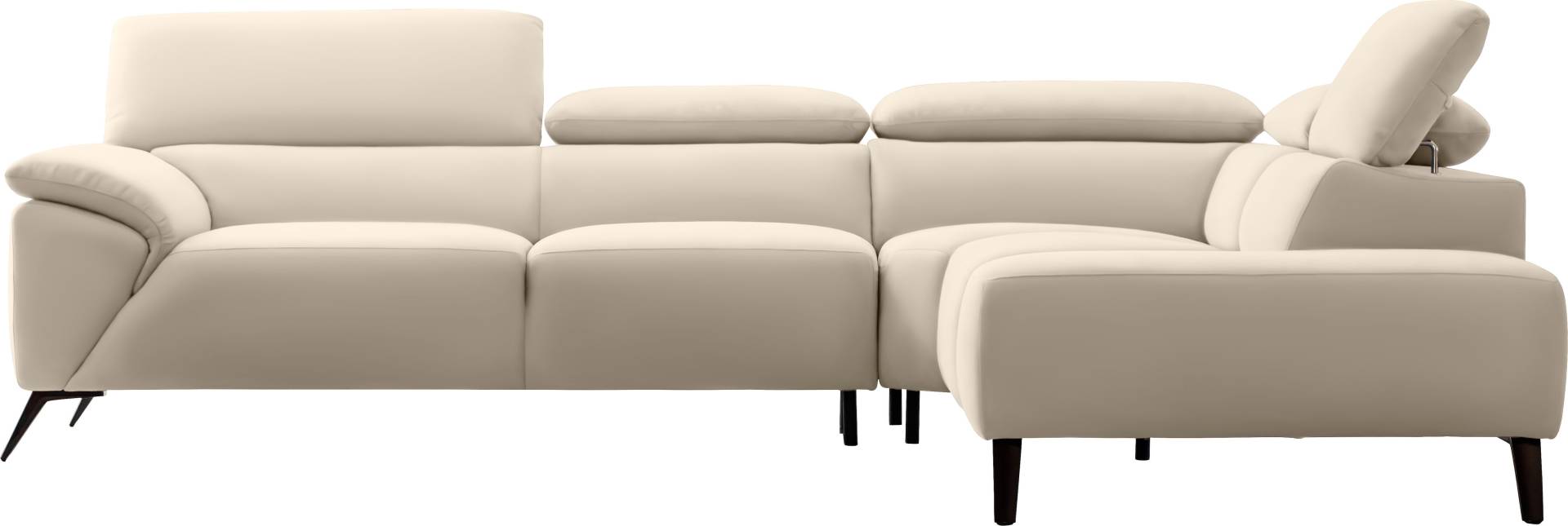 Nicoletti Home Ecksofa, Breite 287 cm, verstellbare Kopfstütze, Ottomane links oder rechts von Nicoletti Home